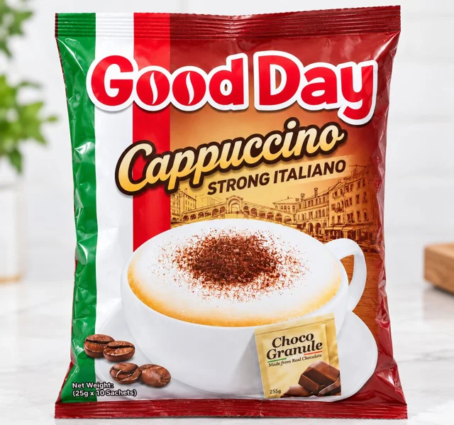 کاپوچینو Good Day Strong Italiano با گرانول شکلاتی | بسته 20 عددی